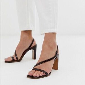 Women's Brown Strappy Block Heel Sandals